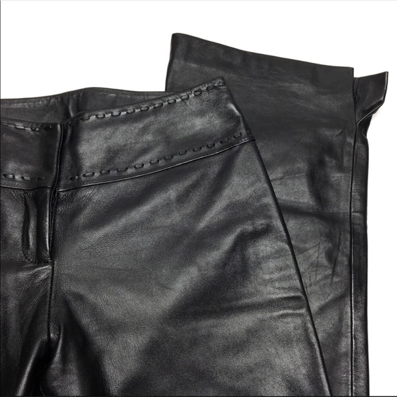 ❌SOLD❌ € Cache Black 100% Leather Pants Woven K15 - Picture 2 of 8